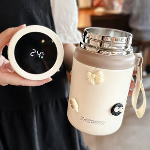 2025新款保温杯大容量316不锈钢大口径手提便携泡茶温度显示水壶
