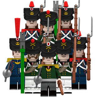 适用乐高拿破仑战争法国俄罗斯士兵男孩军事拼装积木人仔玩具N025