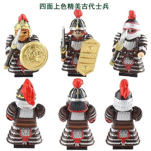 适用乐高第三方中国古代士兵人仔重铠甲军武器拼装积木玩具S631