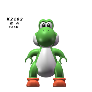 适用乐高积木人仔超级马里奥坐骑耀西绿色恐龙DIY拼装玩具K2102