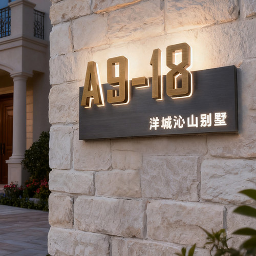 高档不锈钢发光导视号码牌