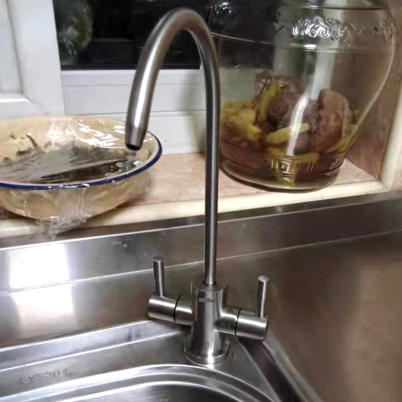 纯净水机304不锈钢过滤器鹅颈厨房家用双出水直饮饮水机配件通用