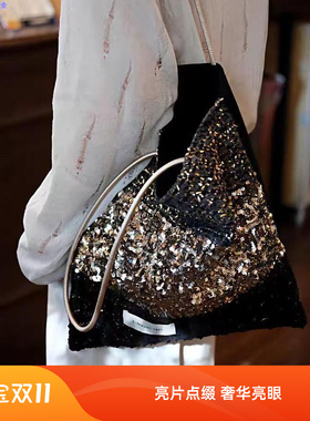 小众设计轻奢高级感亮片单肩帆布手提袋通勤女包秋冬托特包包女款