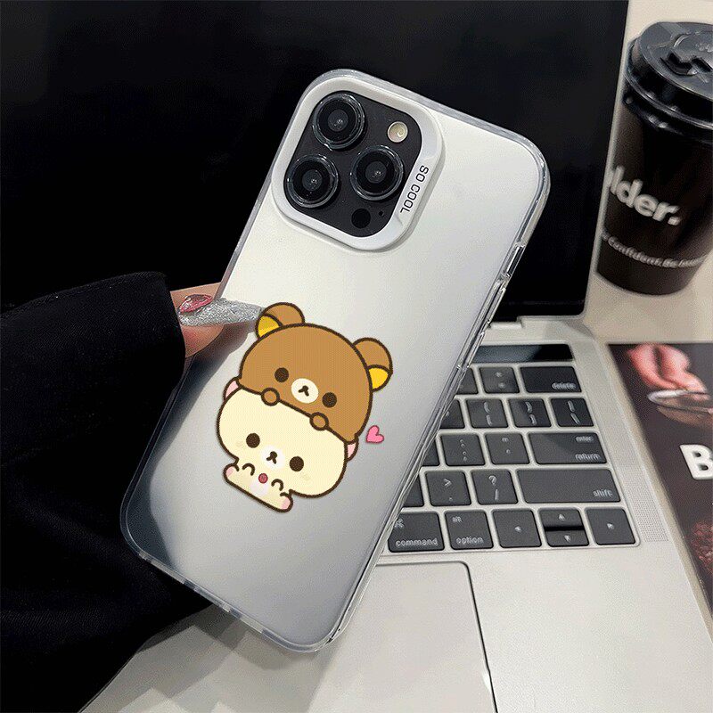 小米17ProMax情侣iPhone13棕黄轻松熊苹果16可爱15手机壳14plus适用OPPOFindx8卡通一加ACE5硬12彩银x200可爱