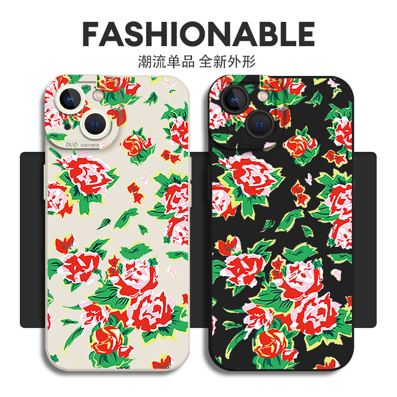 荣耀畅玩60PLUS适用软OPPORENO13趣味红米k80苹果16promax东北大花布华为PURA70国潮手机壳小米15pro创意VIVO