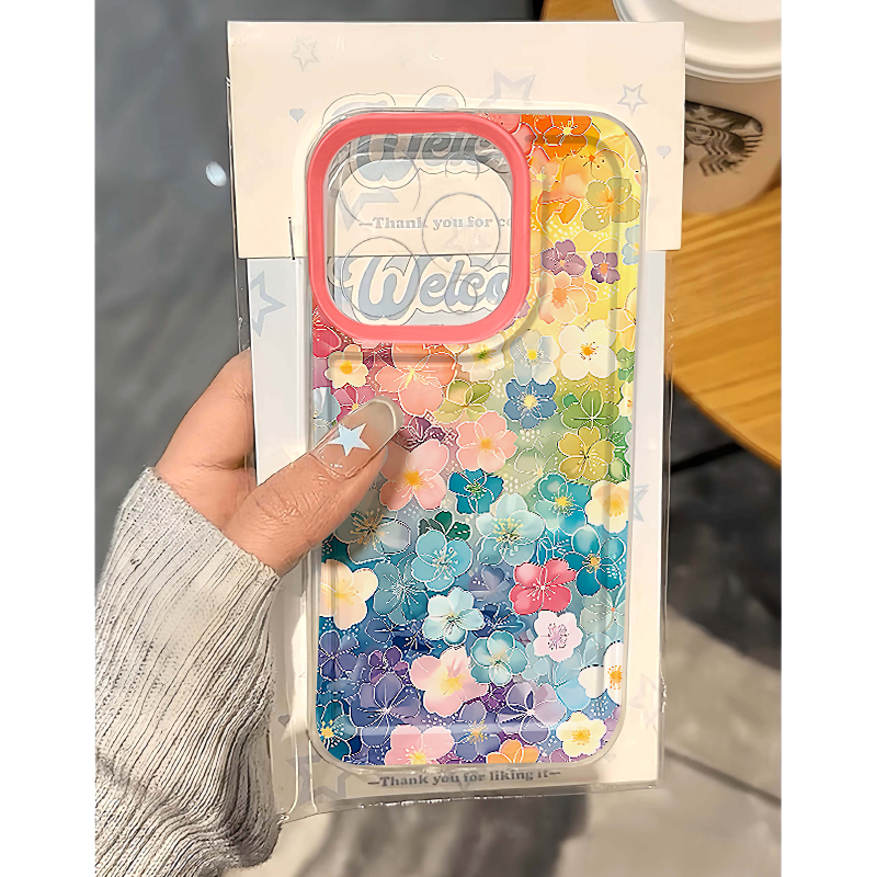 iQOOneo10Pro手机壳ins风苹果14透明软华为NOVA13适用彩色花朵12ProMax小清新小米15创意iPhone16小众VIVOs20