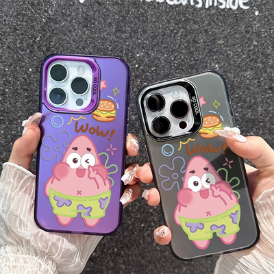彩银小米13硬卡通12ProMax华为P80可爱OPPOReno14荣耀X70手机壳iPhone吐舌派大星苹果16适用15PLUS真我GT7PRO