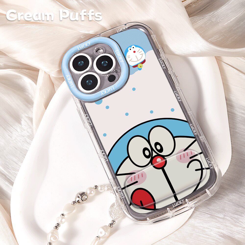 OPPOFINDX9手机壳软卡通13ProMax镜子支架17吐舌叮当猫12适用15plus带挂绳羽纱泡芙iPhone16少女心苹果14可爱