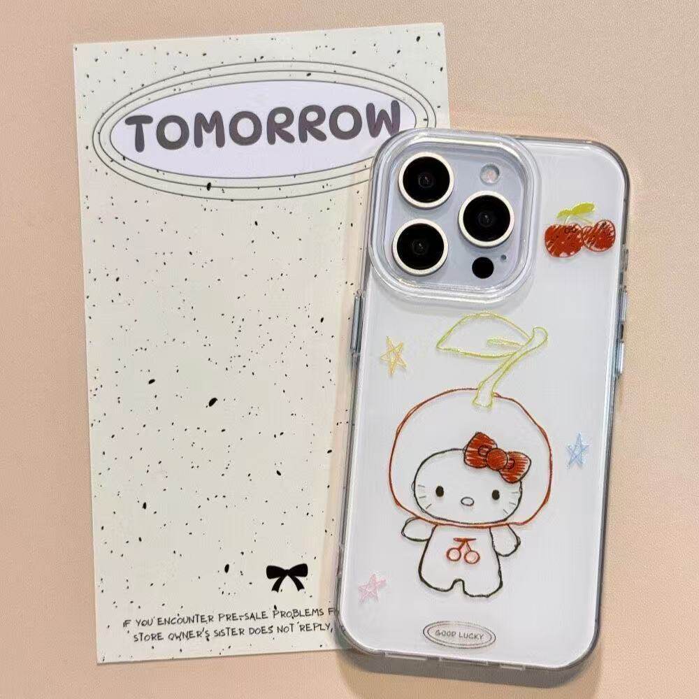 手机壳硬小米14创意苹果12一加13T樱桃凯蒂猫15ProMax卡通大孔iPhone16E适用红米TURBO4PRO可爱VIVOX200ULTRA