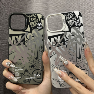 高级感OPPOa97苹果15plus手机壳硬VIVOy200i创意斯图西iQOO13荣耀x60i华为MATE60RS非凡大师适用一加小米彩银