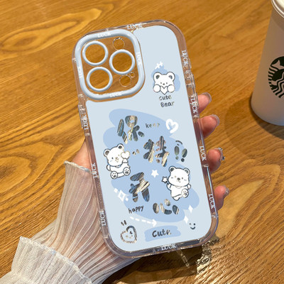 华为MATE80高颜值iPhone17泡芙羽纱可爱16手机壳软13ProMax卡通苹荣耀POWER2果14plus适用小米15小熊保持开心