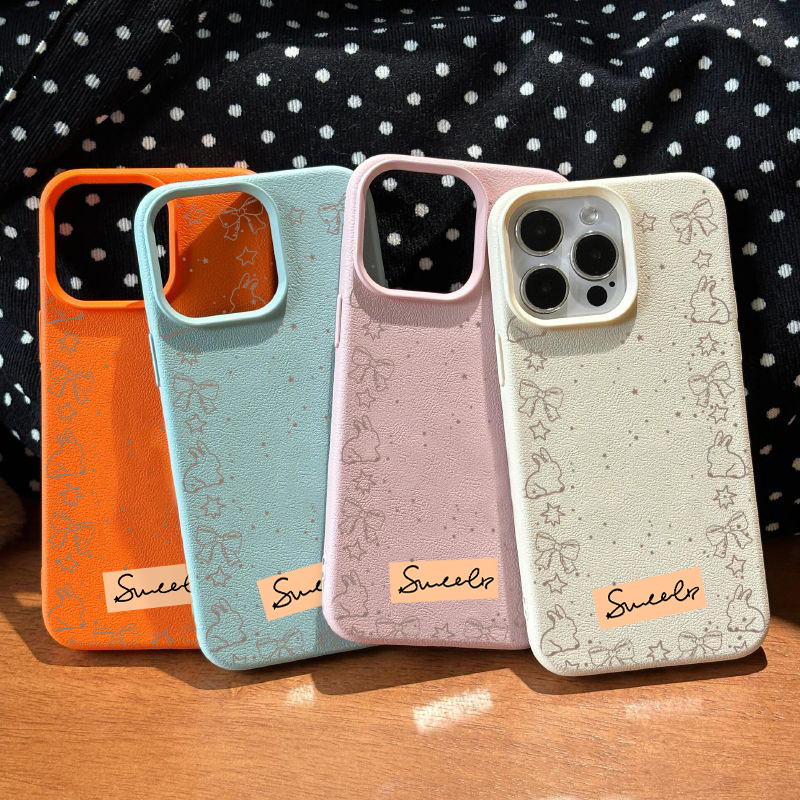 14ProMax手机壳软蝴蝶结可爱兔子iPhone16少女心15plus适用荔枝纹苹果13ins风华为NOVA12Ultra创意真我gt7pro