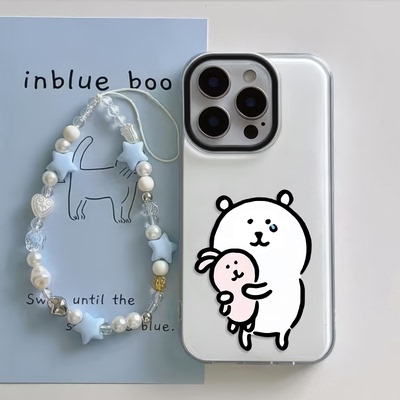 VIVOS30可爱iPhone16适用小米17pro带挂绳红米NOTE15PRO+手机壳硬苹果14plus大孔13ProMax兔子情侣自嘲熊卡通