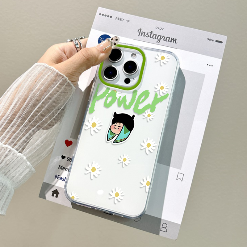 14plus适用硬苹果13大孔iPhone16小清新12ProMax权志龙小雏菊小米15SPRO手机壳带挂绳OPPOFindx8潮酷VIVOx90s