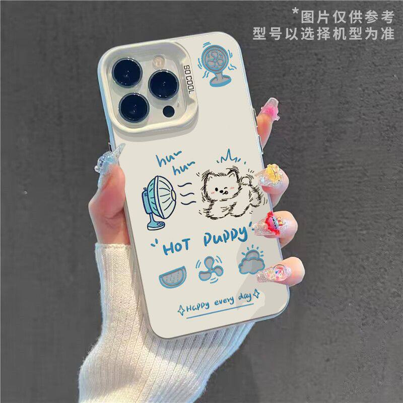 情侣苹果16手机壳ins风13风扇猫咪OPPORENO14适用彩银硬15PLUS荣耀x70i可爱iPhone12ProMax卡通华为PURA80PRO
