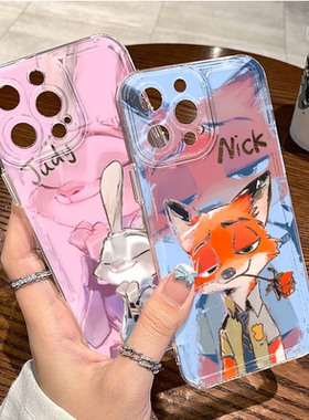 手机壳适用iPhone13情侣尼克朱迪12苹果15卡通红米NOTE14荣耀X60I透明软16ProMax小米CIVI4PRO创意VIVOS30PRO