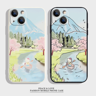 红米note14pro划船凯蒂猫15plus适用iPhone1413小清新OPPOA58手机壳12ProMax软苹果1716e可爱华为NOVA14ULTRA