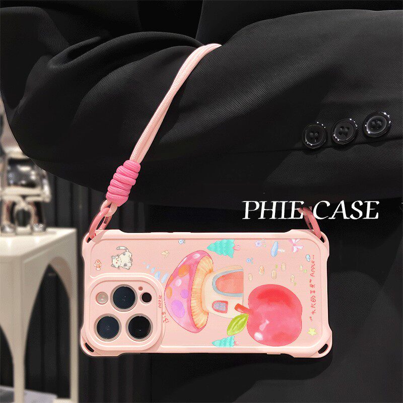 17ProMax适用新款蘑菇屋iPhone15手机壳软12ins风荣耀500四角开孔x300透明苹果16plus斜挎手腕挂绳NOVA14防摔