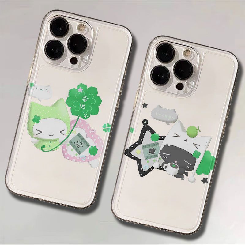 iPhone15适用14四叶草音符布丁VIVOIQOOz11x可爱红米k80Ultra透明13ProMax情侣华为NOVA16手机壳软苹果17卡通