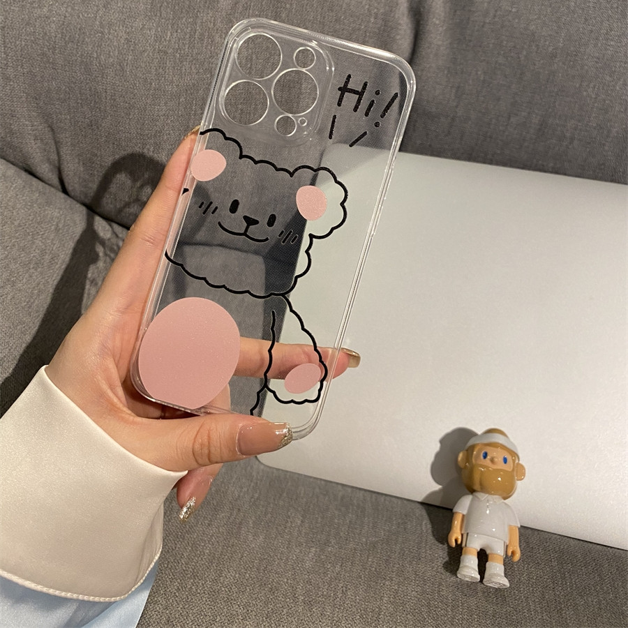 iPhone12可爱小熊苹果15适用OPPOFINDX8创意16plus卡通VIVOs20Pro创意findx8小众14ProMax透明软手机壳iQOO13