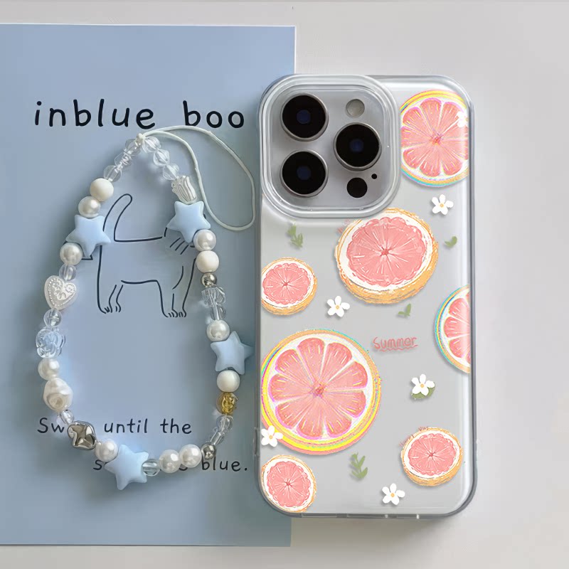 iPhone1615适用硬14plus手机壳带挂绳苹果1312ProMaxins风西柚荣耀300大孔K12X红米TURBO4k70一加13t小米15