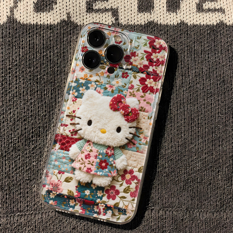 苹果14花朵裙子KT猫15PLUS华为P80卡通适用16华为Nova12活力版VIVOS30手机壳可爱iPhone13女款透明软17ProMax