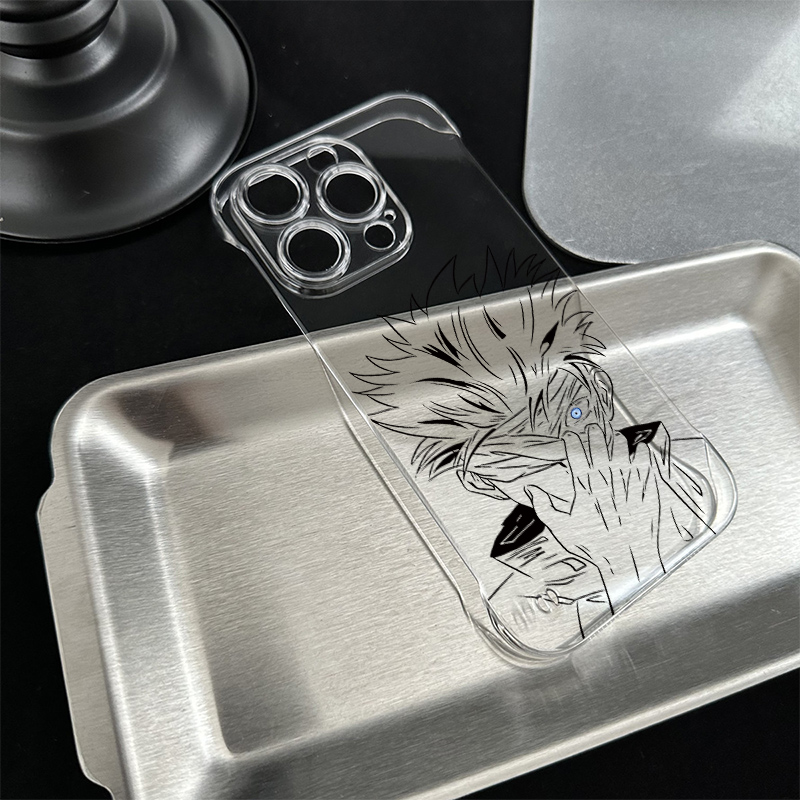 OPPOReno15红米K90ProMax简笔五条悟超薄16PLUS手机壳带支架17高级感14适用苹果12硬无边框iPhone13卡通x200s