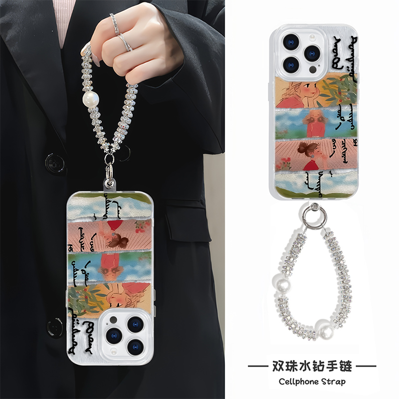 手机壳带挂绳iPhone14小众蒙古文字女孩13ProMax创意iQOOneo10高级感12适用苹果1516plus羽纱硬x200s一加ace5