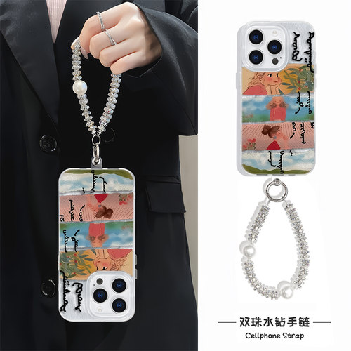 手机壳带挂绳iPhone14小众蒙古文字女孩13ProMax创意iQOOneo10高级感12适用苹果1516plus羽纱硬x200s一加ace5