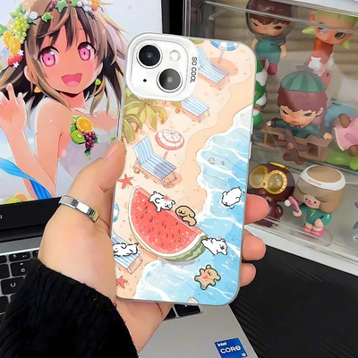 红米k70Ultra线条小狗苹果12手机壳硬iPhone15适用14plus小清新OPPOReno13可爱16ProMax彩银iqooneo10卡通s20