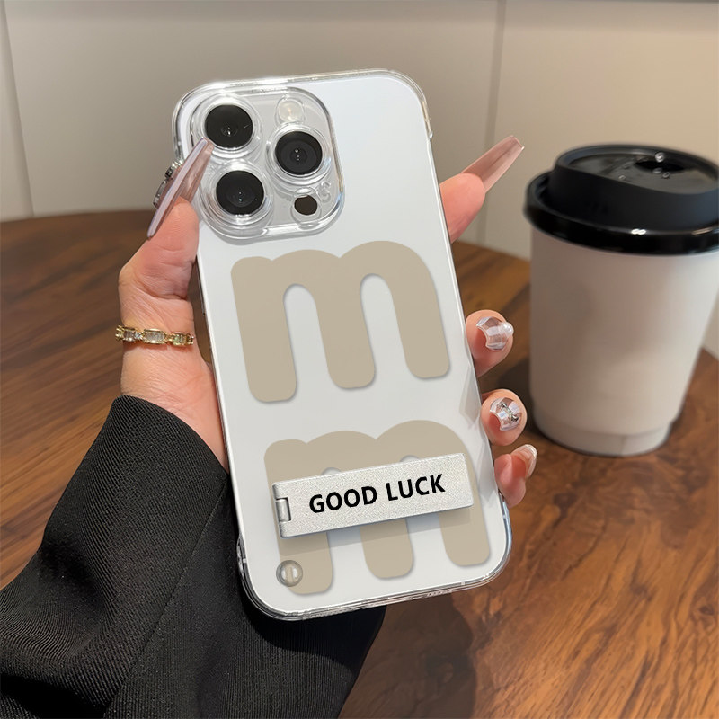 创意M字拱门无边框iPhone15手机壳带支架16E适用Y300透明12ProMax超薄NOVA13高级感荣耀X10Pro苹果14硬简约女