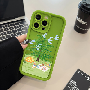 iPhone1516plus适用苹果14糖果1312ProMax手机壳软春天露营地华为NOVA14真我NEO7VIVOX200OPPOReno14一加ACE5