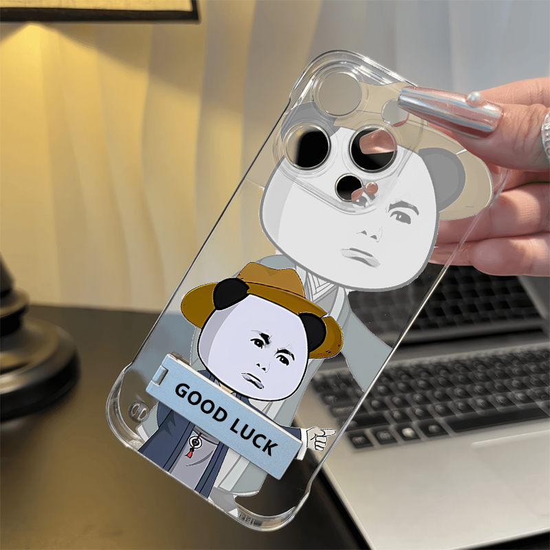 iPhone17手机壳带支架16e委屈虾仁华为Pura80高级感苹果15超薄14plus无边框13透明12ProMax适用硬荣耀400卡通
