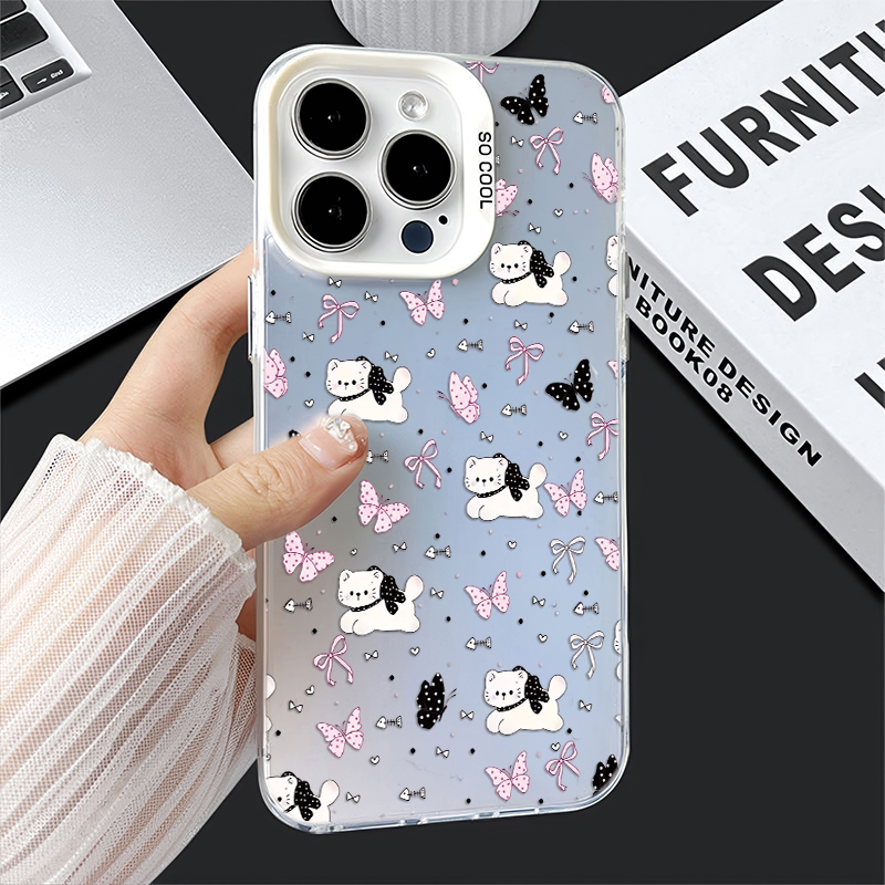 VIVOIQOO13彩银12蝴蝶鱼骨猫咪14plus小清新苹果16pm手机壳硬15ProMax适用iPhone可爱OPPOFindx8ins风红米k80