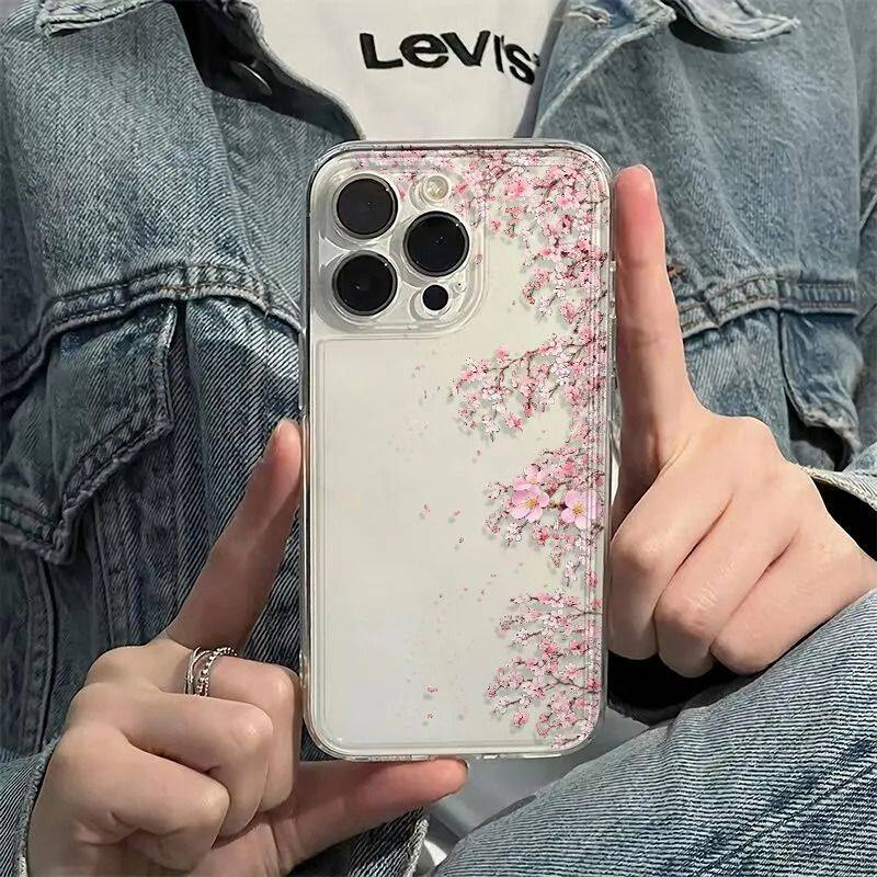 透明iPhone17适用ins风手机壳软13ProMax创意12苹果16樱花树枝14PLUS小清新Nova15荣耀Magic8小众OPPOFINDX9