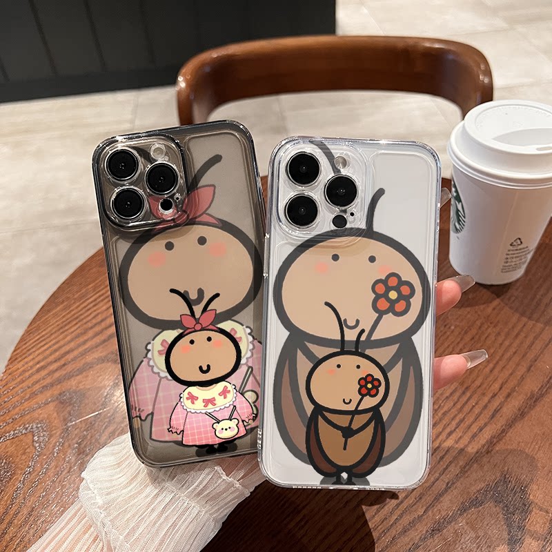 OPPOA5活力版VIVOS20PRO纯情情侣蟑螂手机壳14ProMax透明软一加13T创意适用iPhone12可爱15plus苹果16红米K80