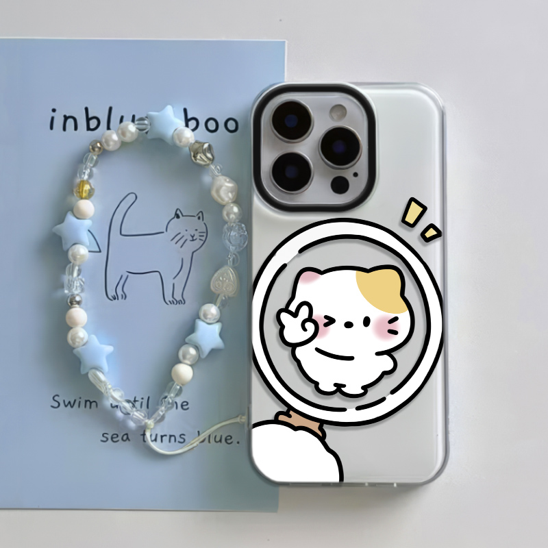手机壳带挂绳iPhone13苹果14可爱适用12ProMax比耶猫咪16大孔硬15plus卡通荣耀畅玩50PLUS1加ACE3PRO红米K70e