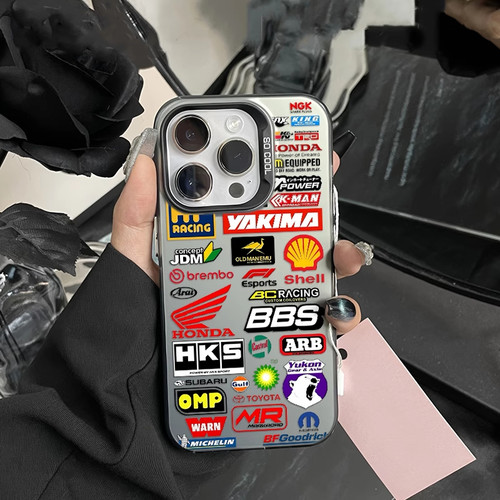 手机壳硬VIVOy300彩银16ProMax潮牌汽车标签OPPOReno12个性iPhone15Plus真我neo7荣耀GT苹果14适用iQOO13创意