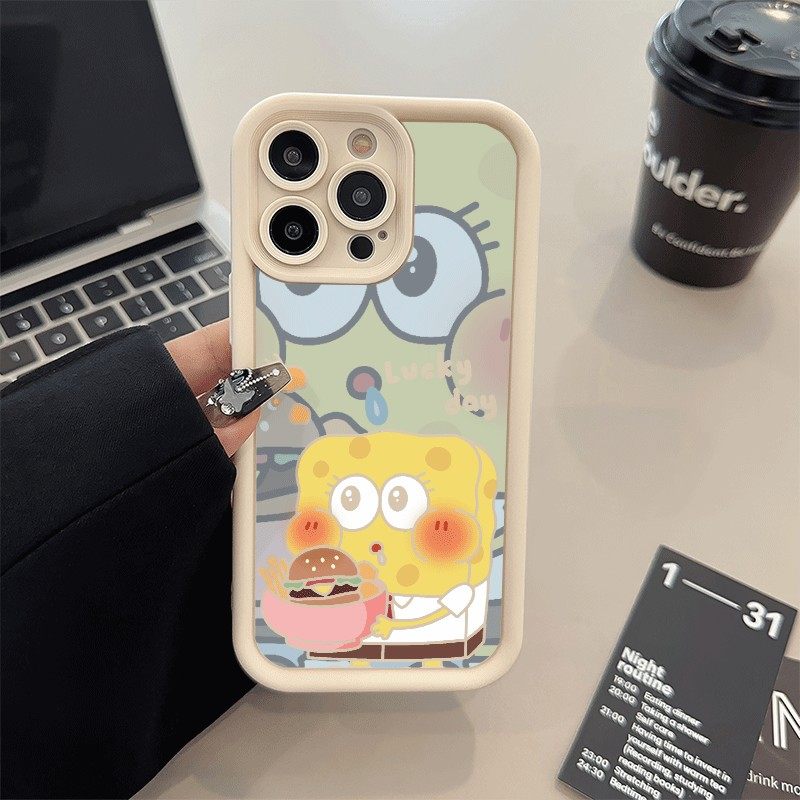 手机壳iPhone17流口水海绵宝宝适用13ProMax苹果14红米K90软OPPOReno15糖果Nova12卡通16PLUS可爱VIVOX300PRO