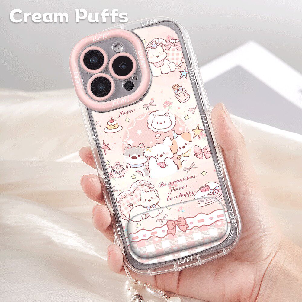 iPhone16手机壳带挂绳12适用情侣ins小狗红米K90ProMax少女心13镜子支架15plus羽纱泡芙软14苹果17荣耀Magic8