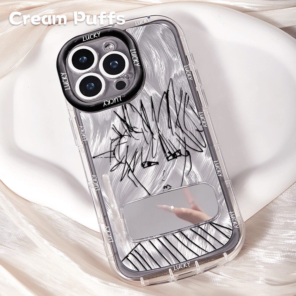 抽象汪苏泷iPhone12带挂绳16plus创意手机壳小米17Ultra软高颜值适用苹果14镜子支架13ProMax小众OPPORENO15C