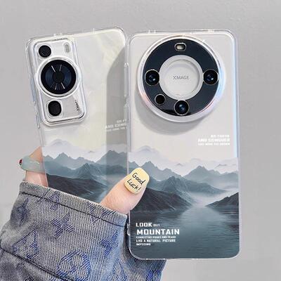 OPPOFINDX9中国风山水画13ProMax透明16PLUS艺术适用iPhone14小众苹果17软IQOO15手机壳Nova12创意荣耀MAGIC8