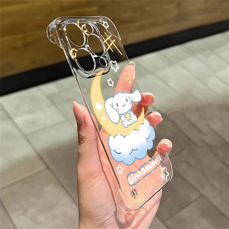 荣耀月亮玉桂狗OPPO适用12透明硬VIVO手机壳带支架iPhone16plus可爱13小米15超薄苹果14promax无边框华为卡通