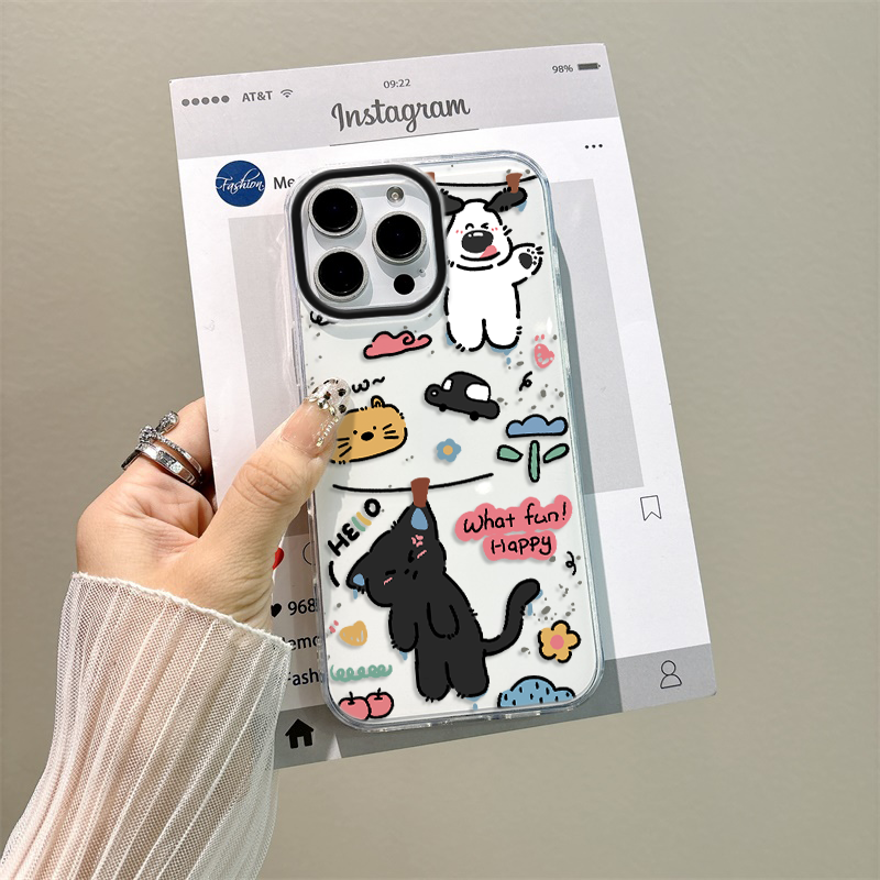 荣耀400悬挂小猫苹果14plus适用硬红米note13大孔iPhone15手机壳带挂绳16可爱12ProMax趣味VIVOX100S创意a58x