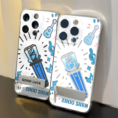 手机壳带支架苹果16超薄Reno13周深应援棒适用14ProMax红米TURBO4PRO无边框硬ins风iPhone15创意透明12高级感