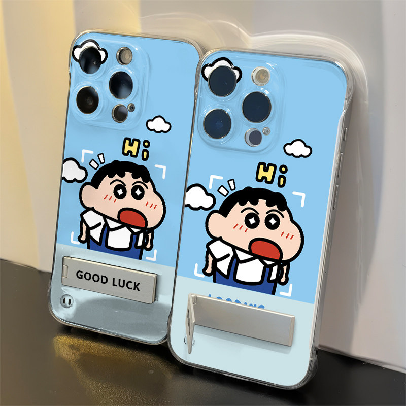 16PLUS手机壳带支架14ProMax张嘴小新适用iPhone15硬高级感荣耀Magic8苹果12可爱无边框17超薄13卡通一加ACE6