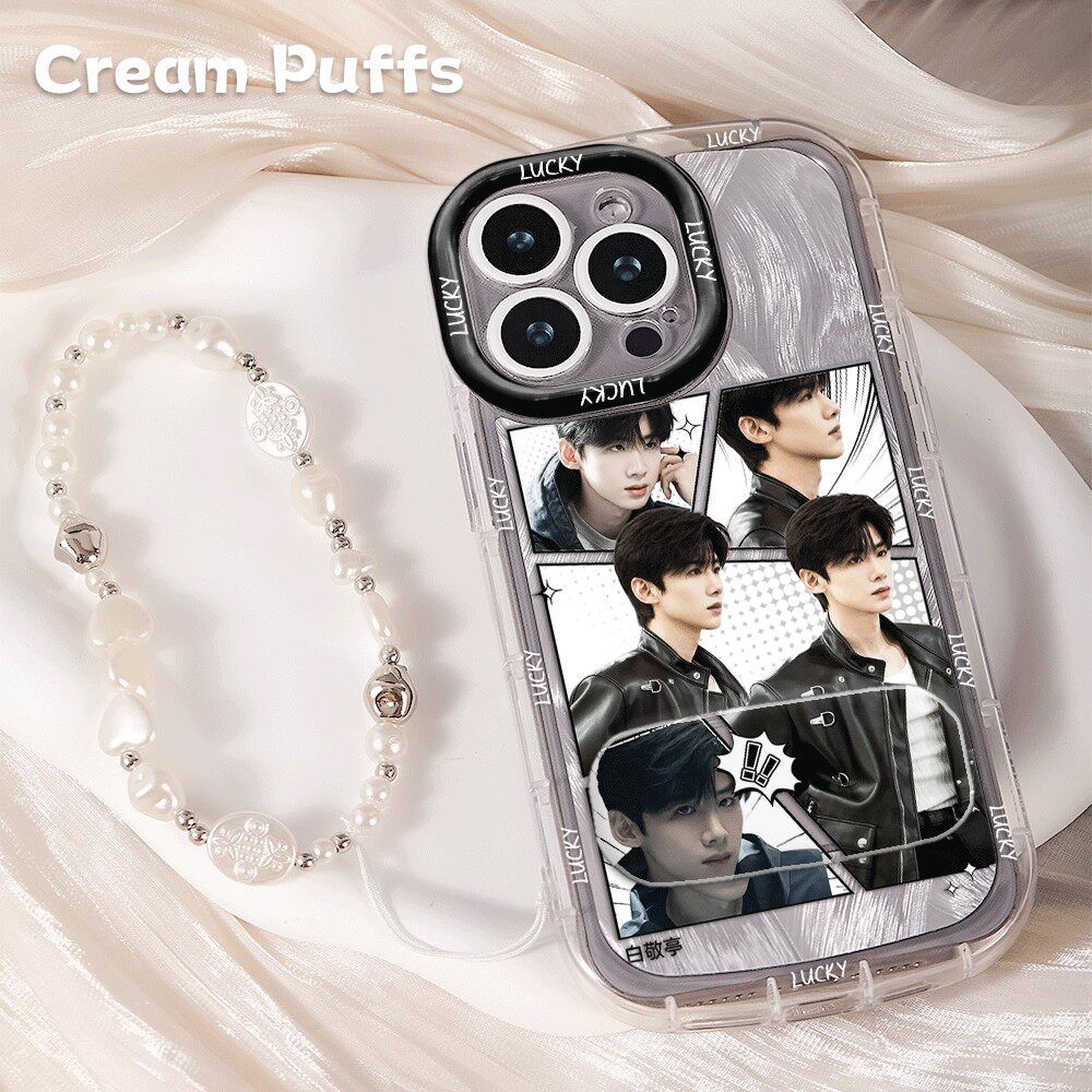 iPhone13适用红米NOTE15PRO带挂绳小众14plus高颜值手机壳软苹果14p镜子支架16ProMax拼接白敬亭周边一加ACE6