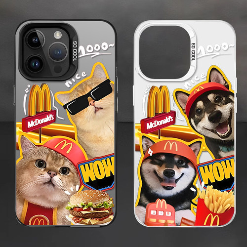 情侣M记猫狗13ProMax苹果14创意Nova12小米CIVI5PRO卡通16PLUS潮酷手机壳iPhone17适用NOTE15华为HI畅享80PRO