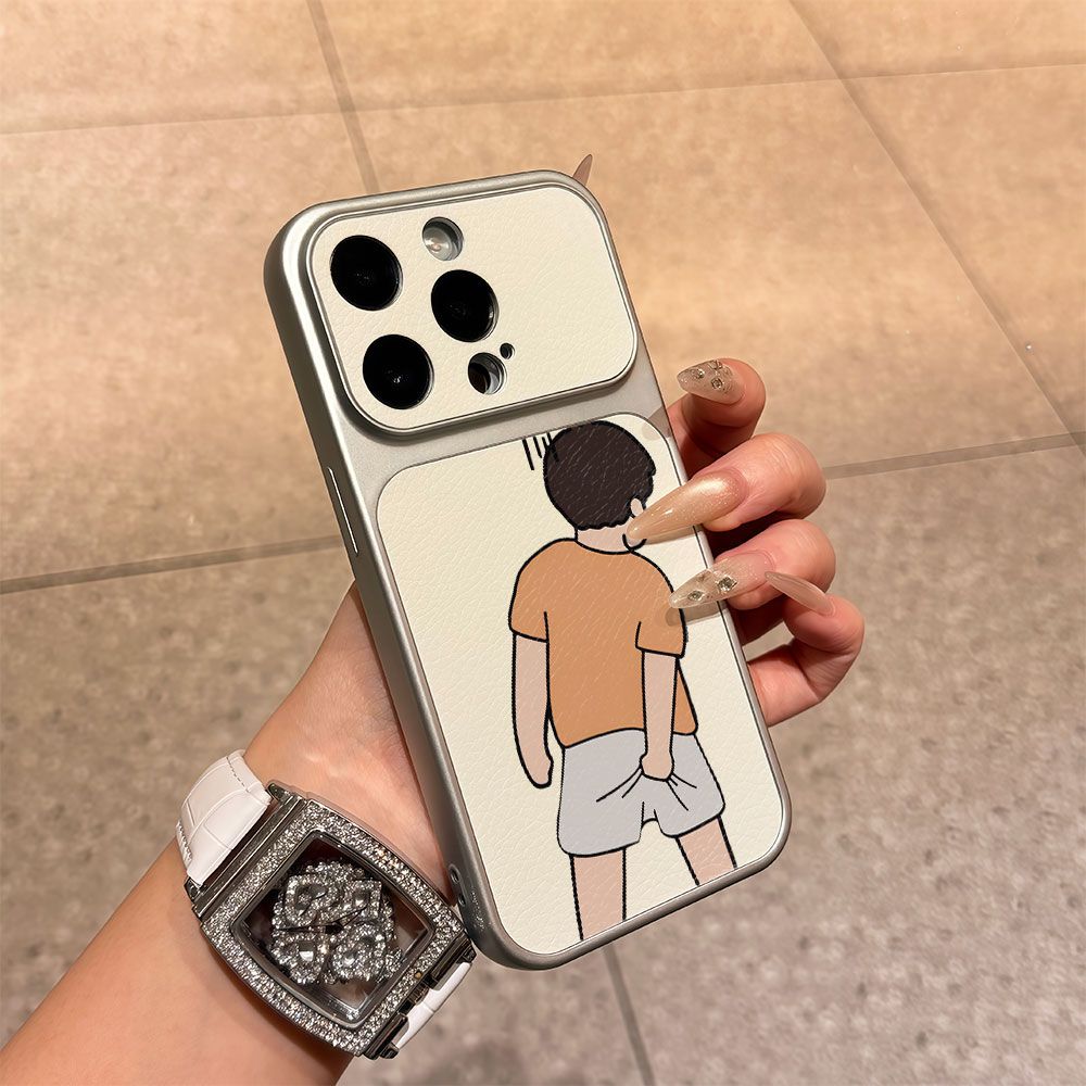 适用iPhone13卡通苹果16Pro创意新款17Air大视窗15ProMax小众14plus手机壳抓屁股小男孩