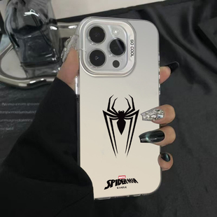 VIVOs17pro蜘蛛侠苹果15手机壳硬iQOO12荣耀200适用简约OPPOReno12创意小米14Ultra一加ace2彩银iPhone高级感